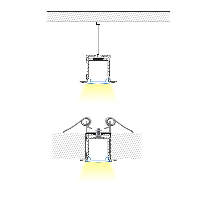 Recessed Or Suspension Flange Aluminum 15mm LED Strip Profile Recessed Or Suspension Flange Aluminum 15mm LED Strip Profile
